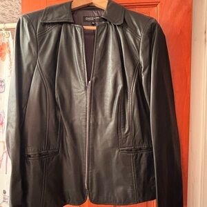 Jones New York Black Leather Jacket Large